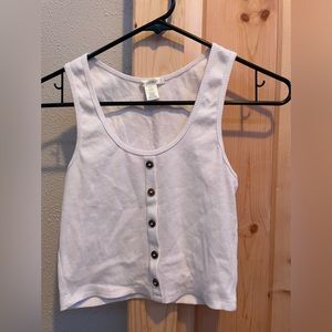 White ribbed cropped tank top